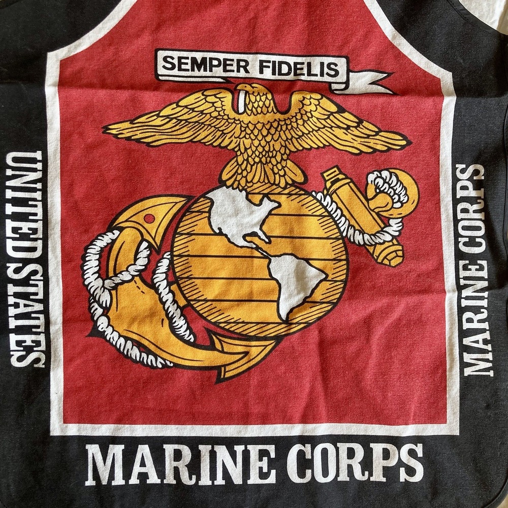 NWOT U.S. Marine Corps BBQ Kitchen Apron USMC Flag Canvas One Size Semper Fi - Picture 2 of 6